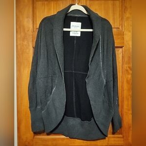 Aéropostale 87 Dark Gray Cardigan With Logo, Open Front, Fleece, Collegiate